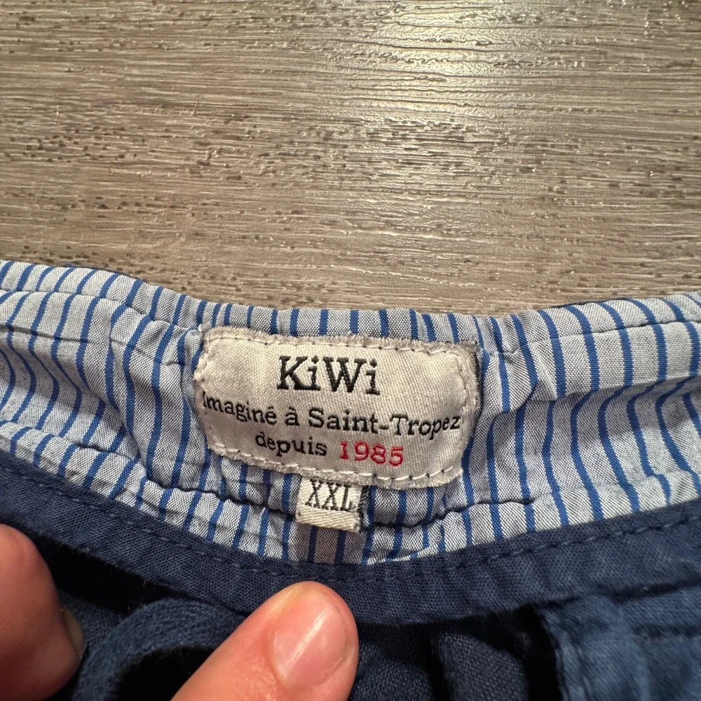 Kiwi Pants Mens XXL Blue 100% Linen Summer Beach Resort Saint Tropez 36x32
